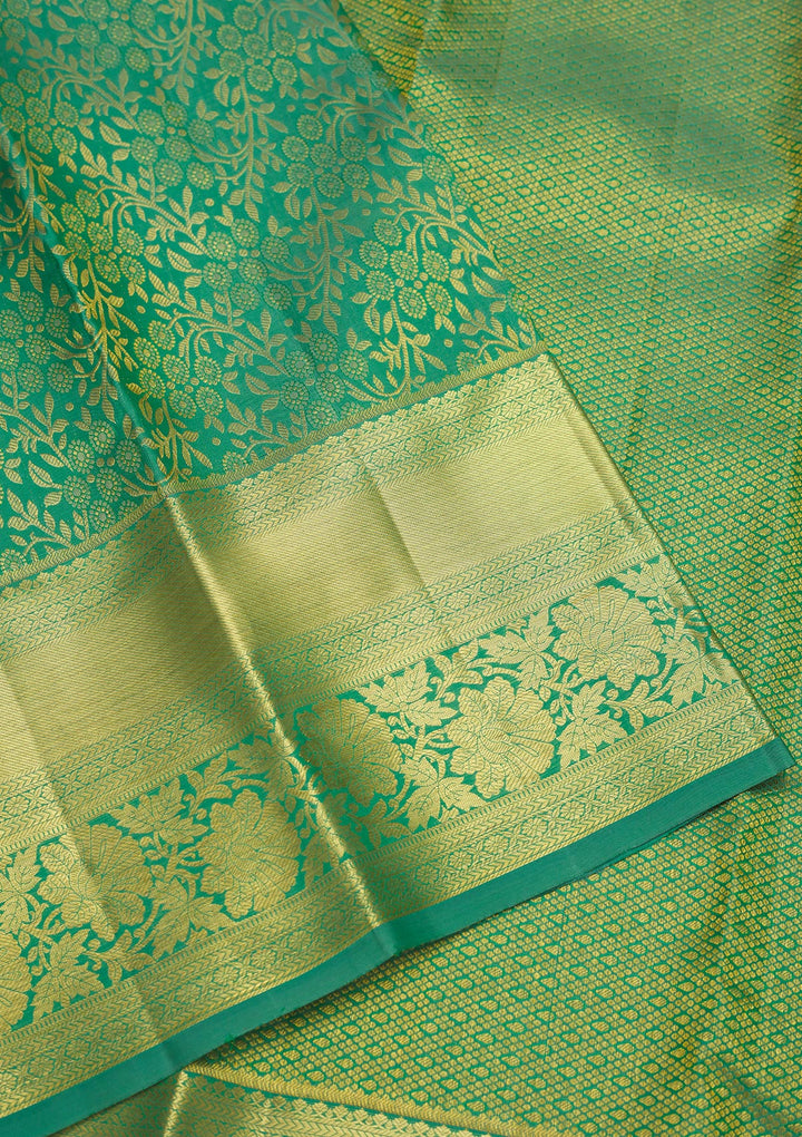 Sea Green Zariwork Pure Silk Saree