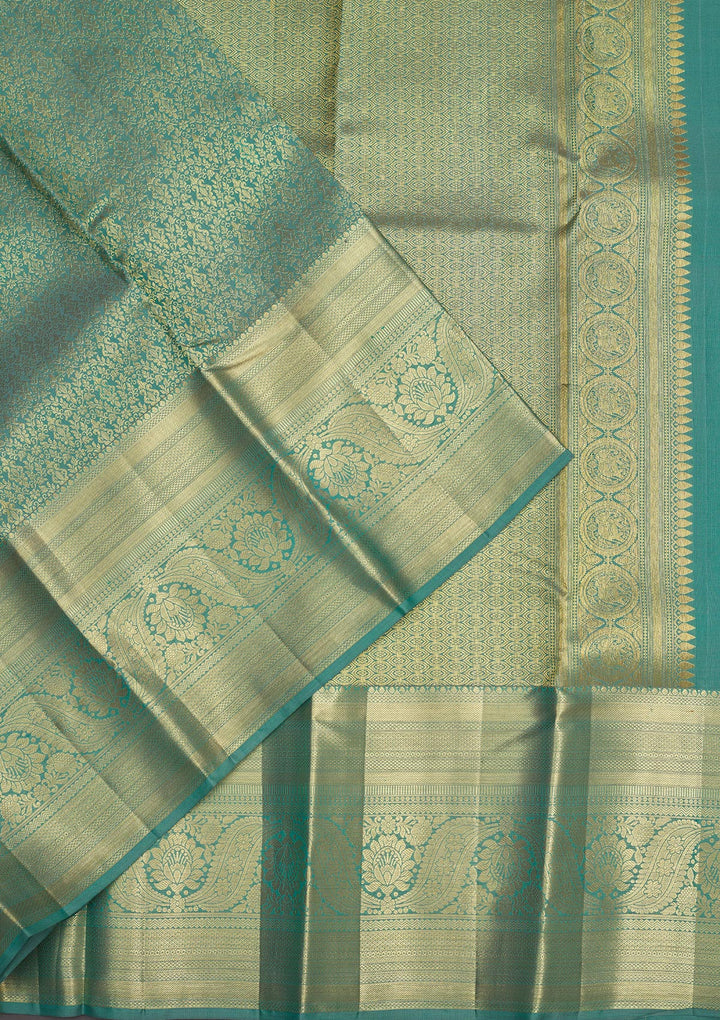 Sea Green Zariwork Pure Silk Saree