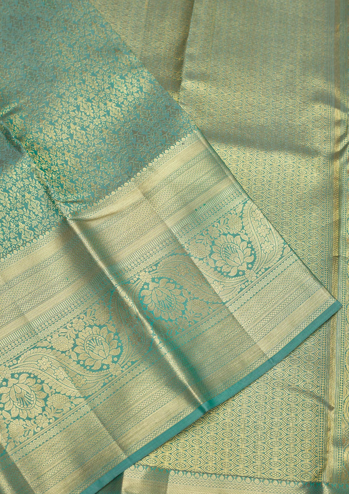 Sea Green Zariwork Pure Silk Saree