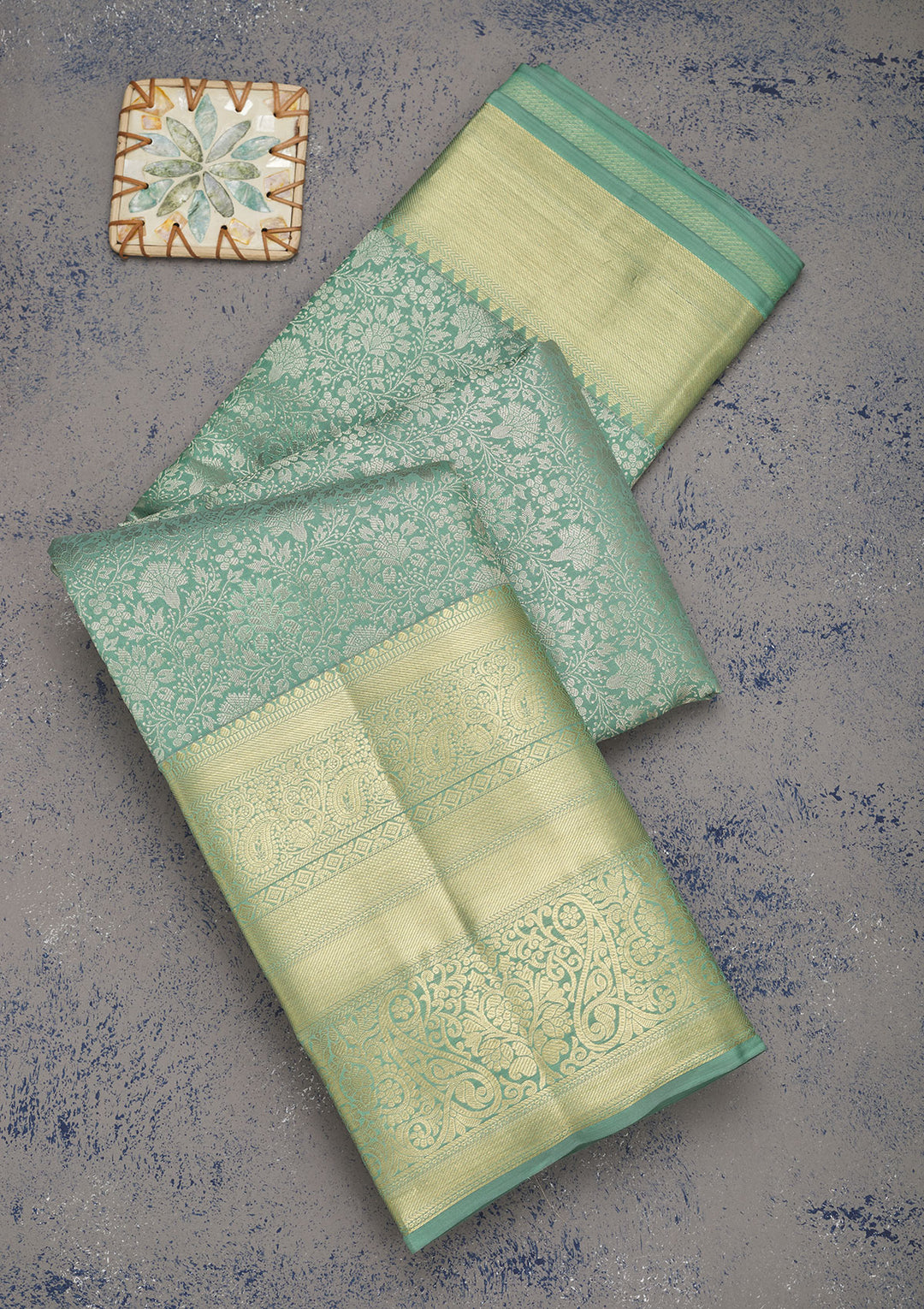 Sea Green Zariwork Pure Silk Saree