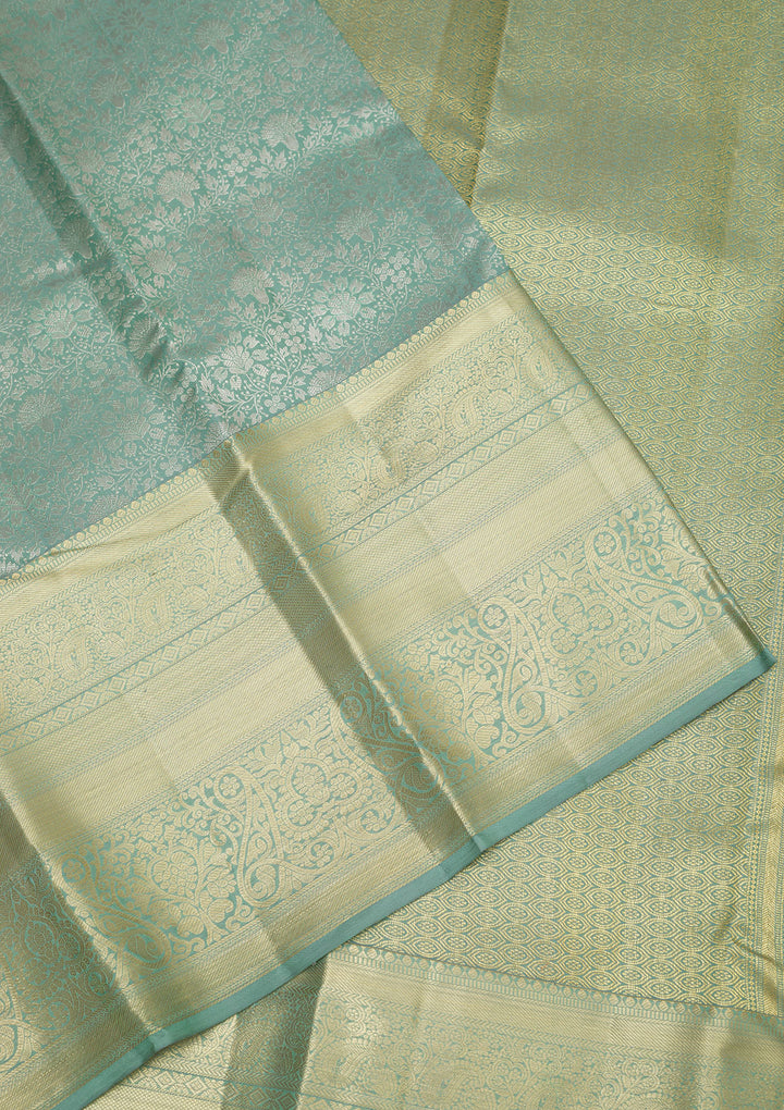 Sea Green Zariwork Pure Silk Saree
