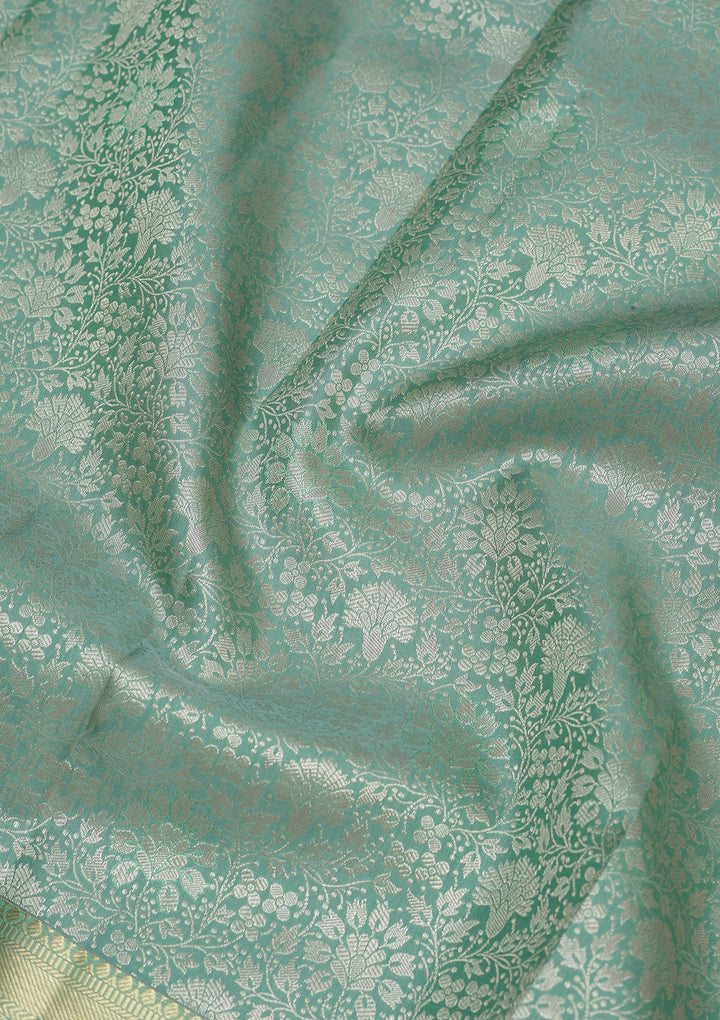 Sea Green Zariwork Pure Silk Saree