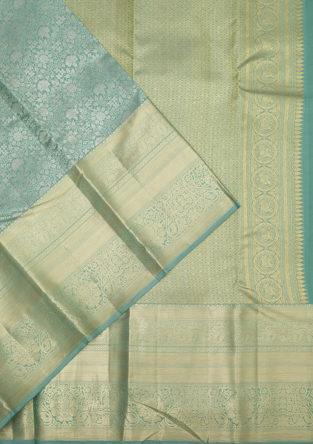 Sea Green Zariwork Pure Silk Saree