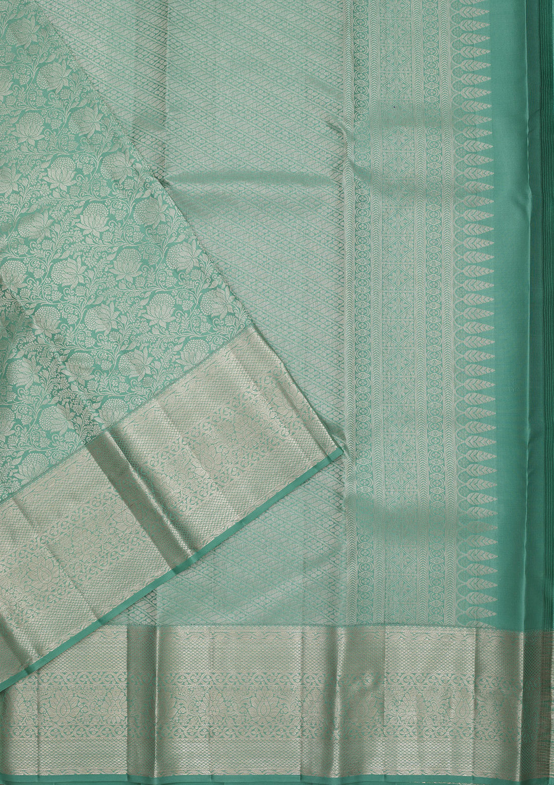 Sea Green Zariwork Pure Silk Saree