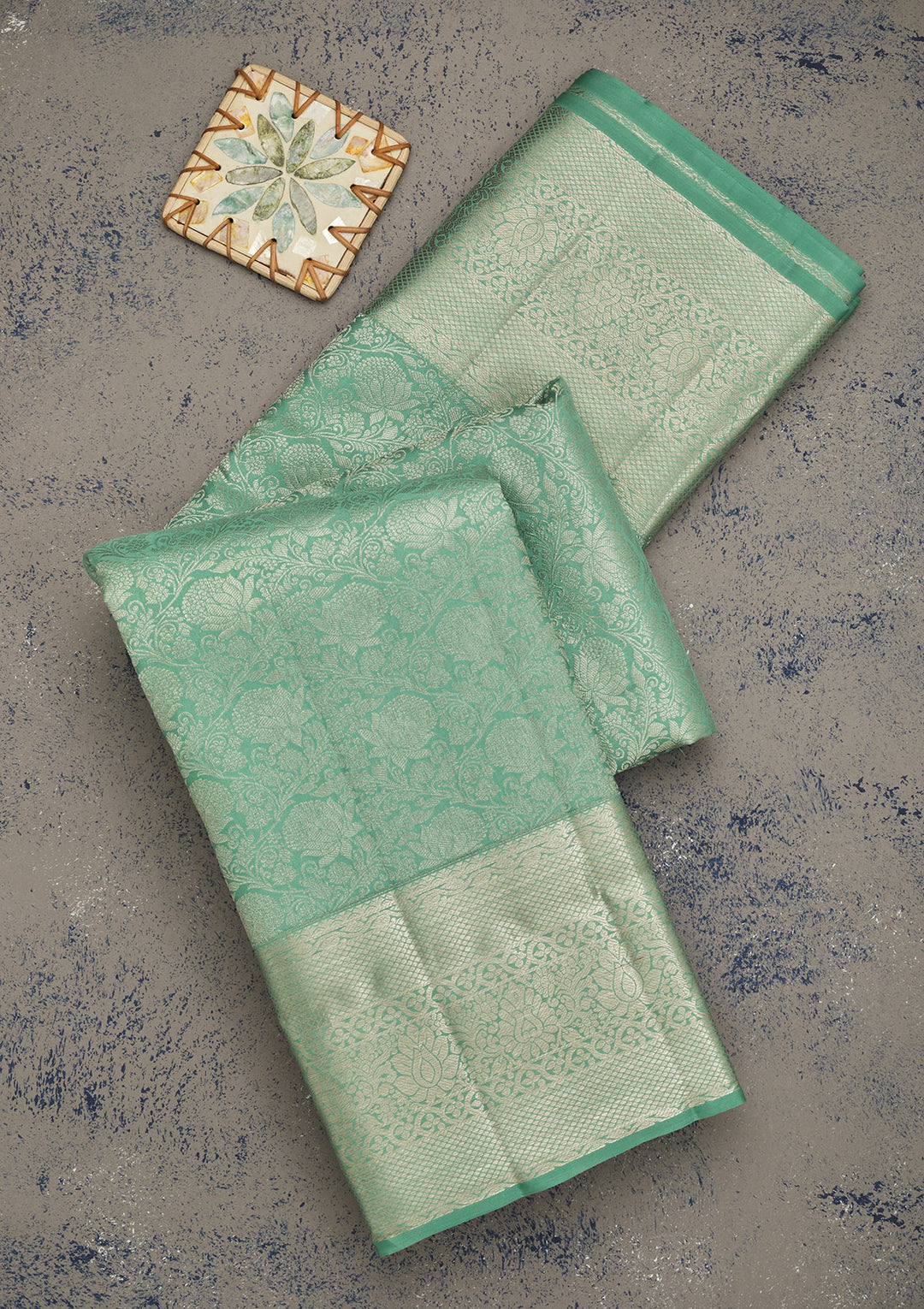 Sea Green Zariwork Pure Silk Saree