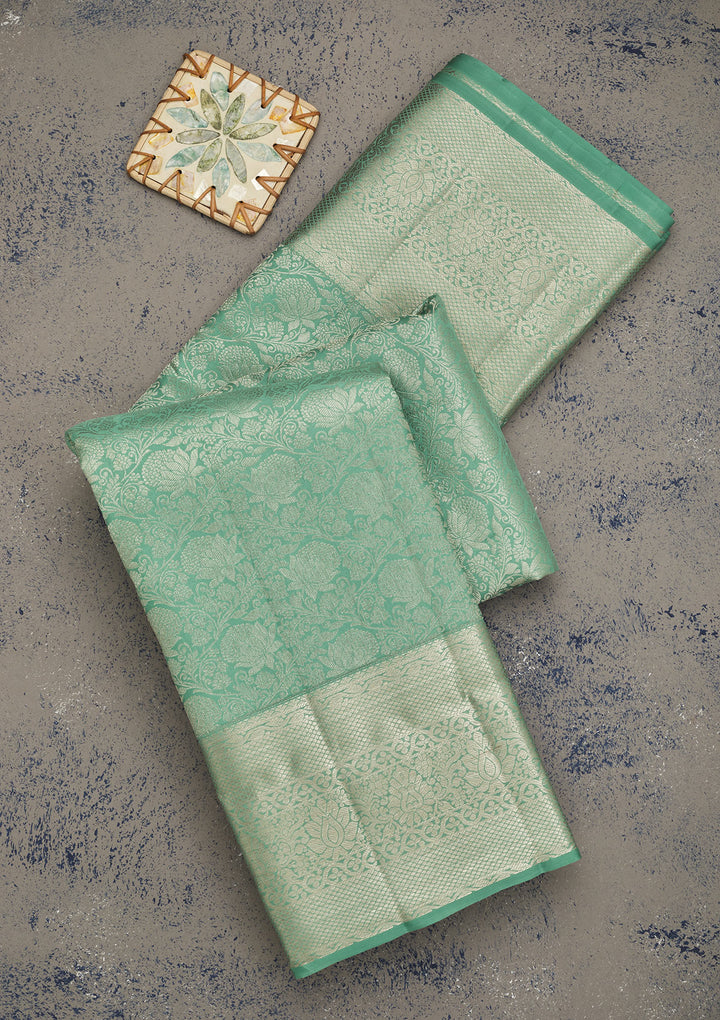 Sea Green Zariwork Pure Silk Saree