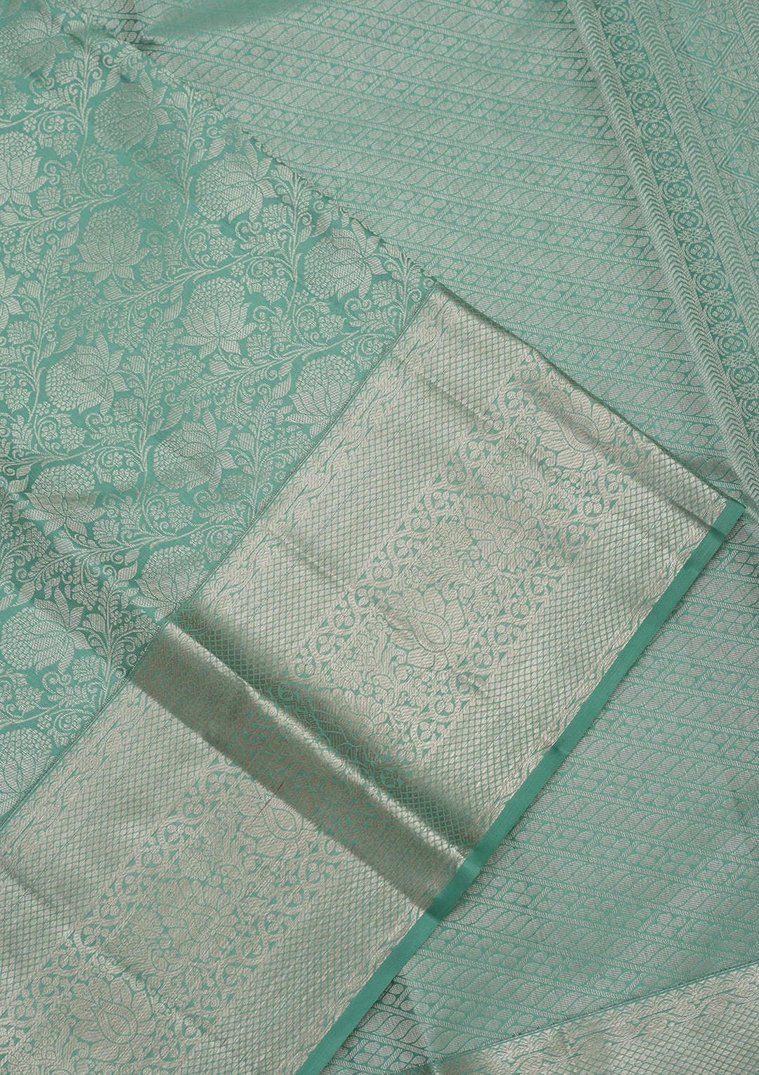 Sea Green Zariwork Pure Silk Saree