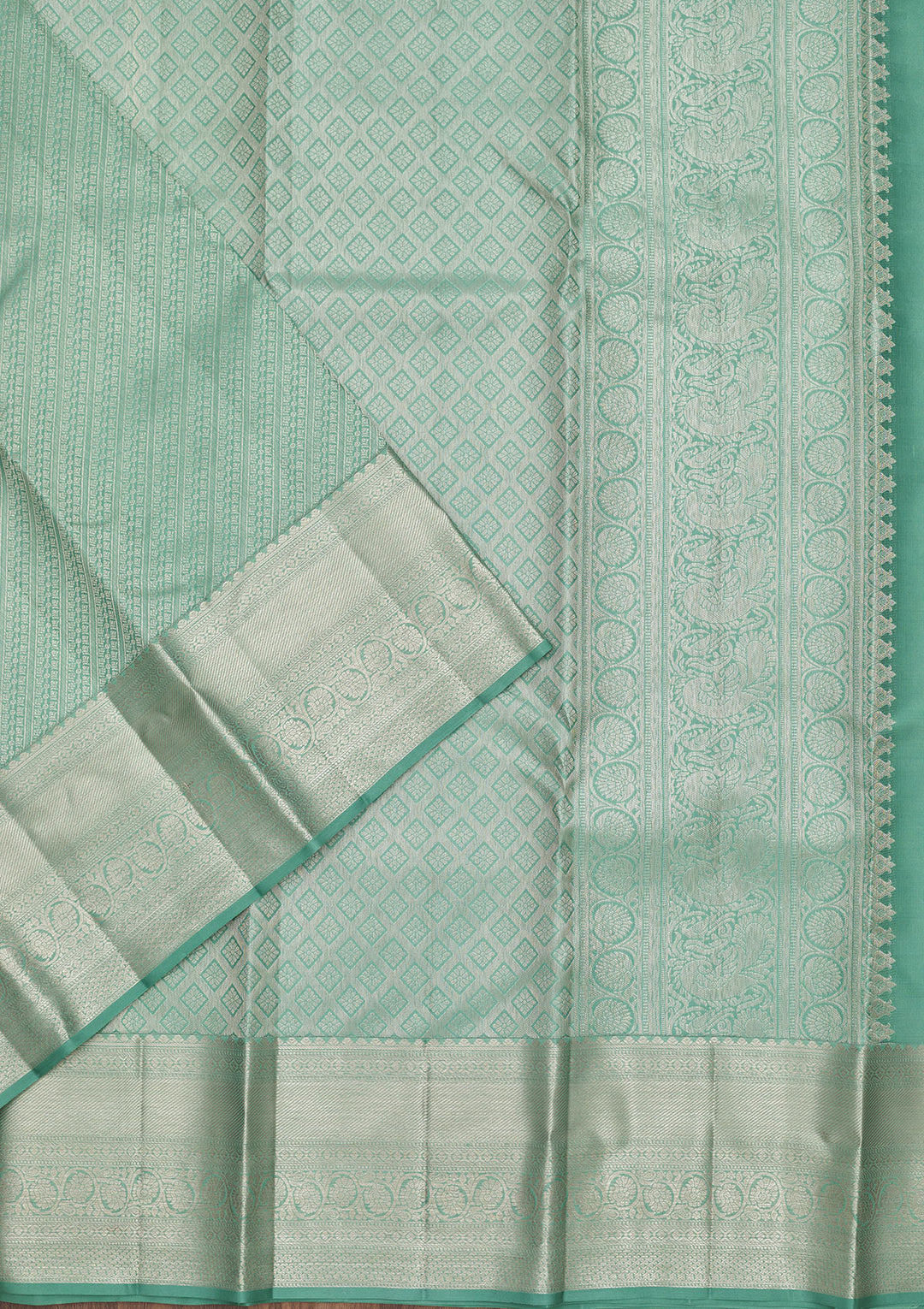Sea Green Zariwork Pure Silk Saree