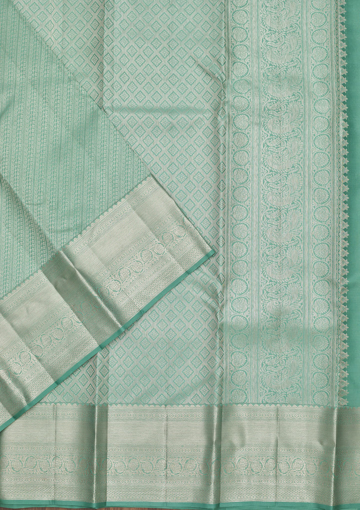 Sea Green Zariwork Pure Silk Saree