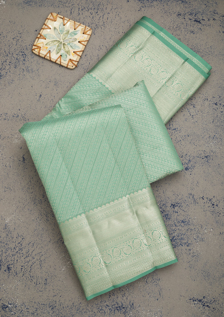 Sea Green Zariwork Pure Silk Saree