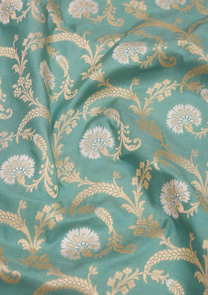 Sea Green Zariwork Pure Silk Saree
