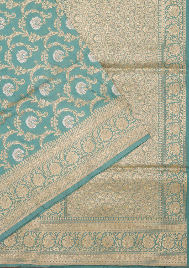Sea Green Zariwork Pure Silk Saree