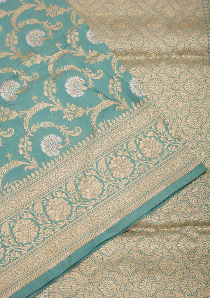 Sea Green Zariwork Pure Silk Saree