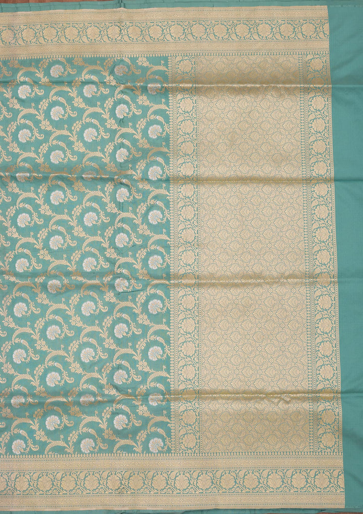 Sea Green Zariwork Pure Silk Saree