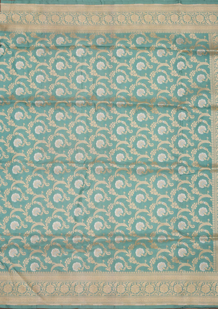 Sea Green Zariwork Pure Silk Saree