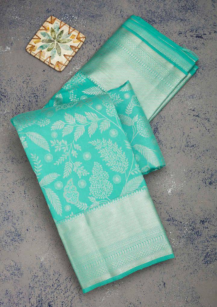 Sea Green Zariwork Pure Silk Saree