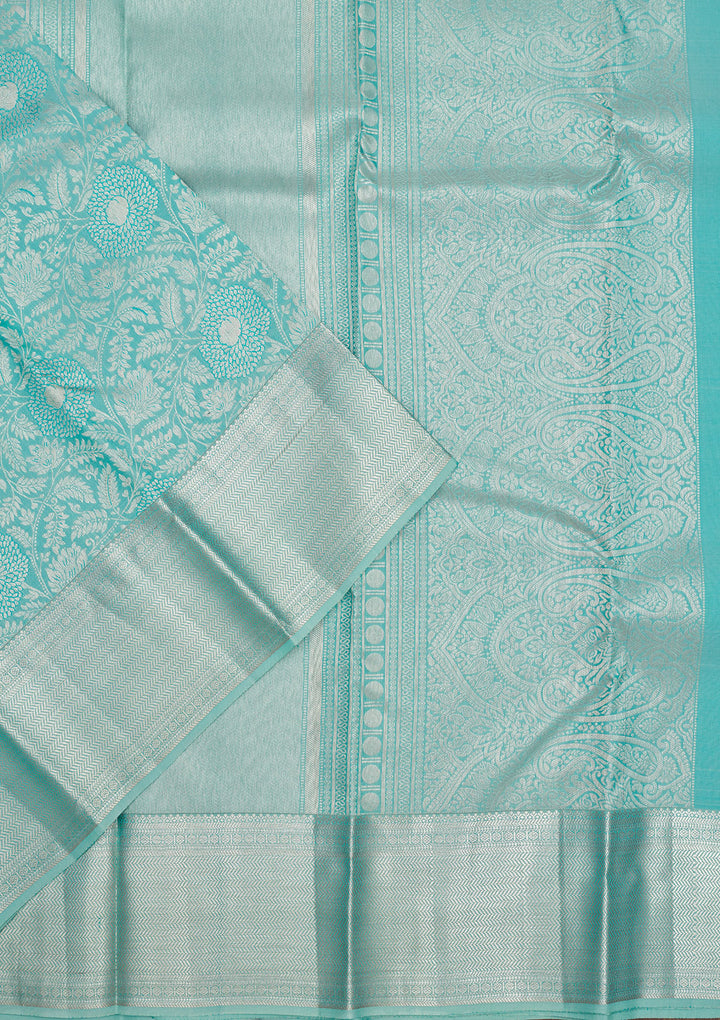 Sea Green Zariwork Pure Silk Saree
