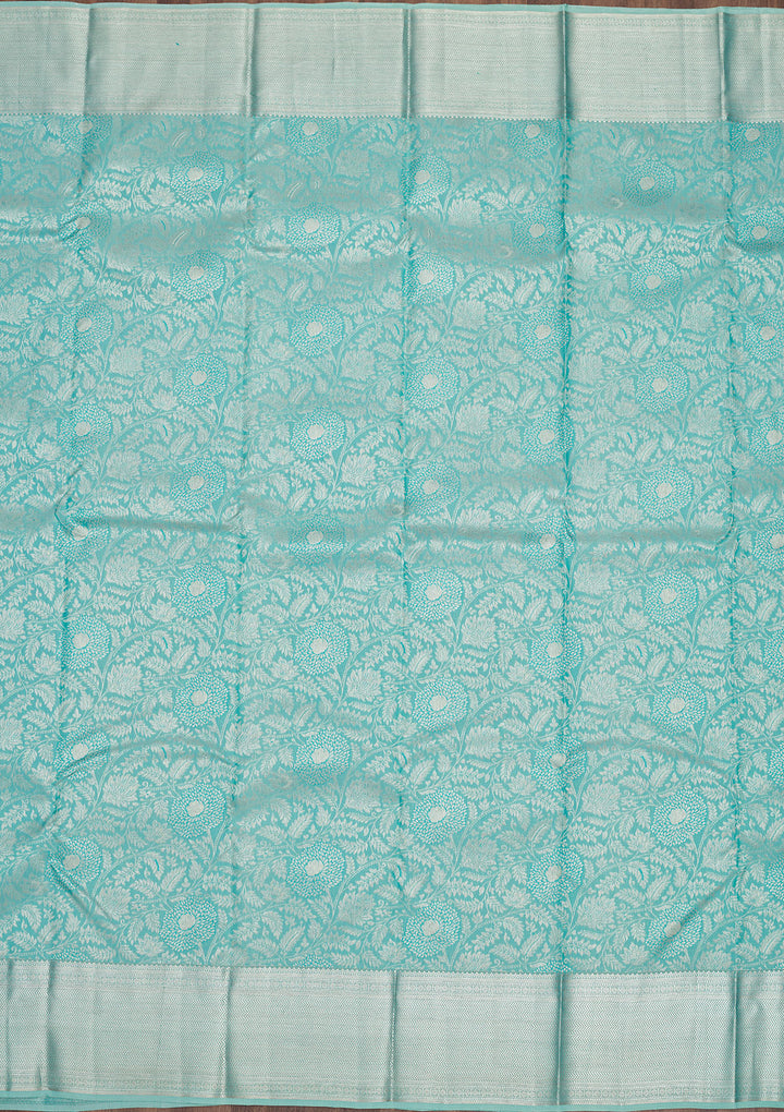 Sea Green Zariwork Pure Silk Saree