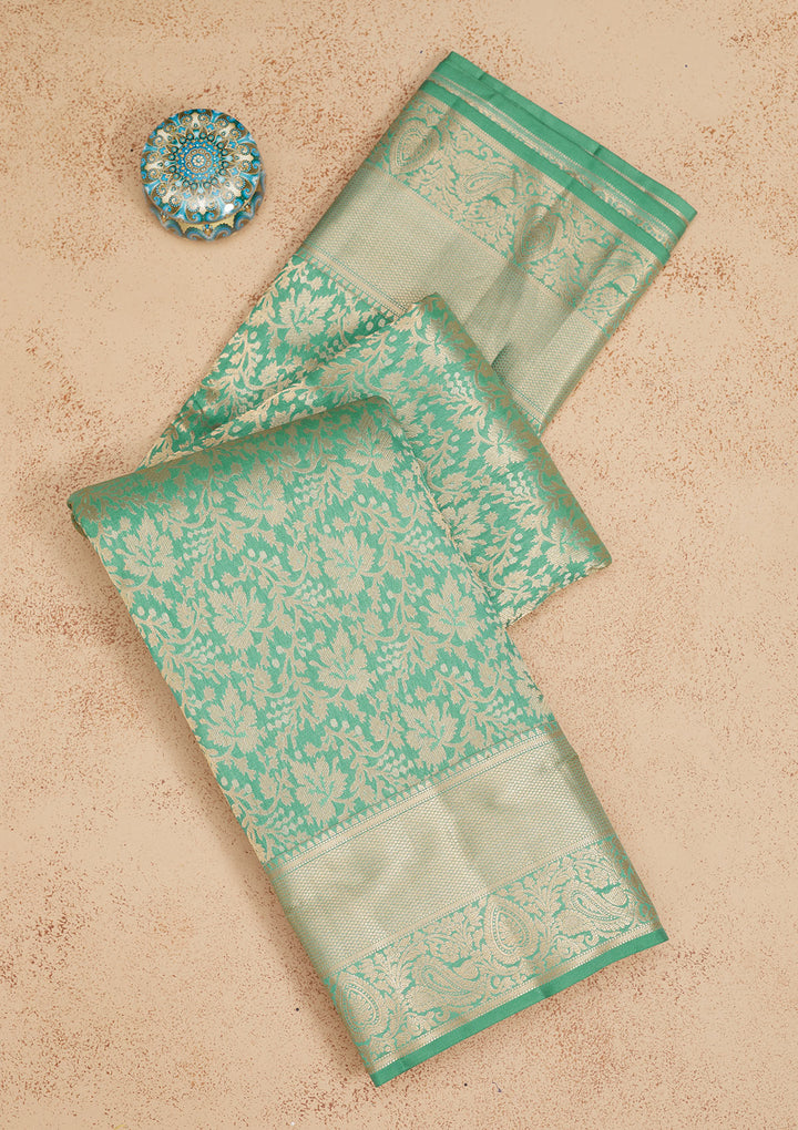 Sea Green Zariwork Pure Silk Saree