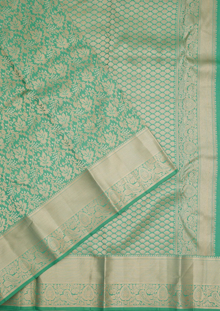 Sea Green Zariwork Pure Silk Saree
