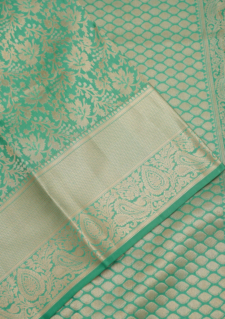 Sea Green Zariwork Pure Silk Saree