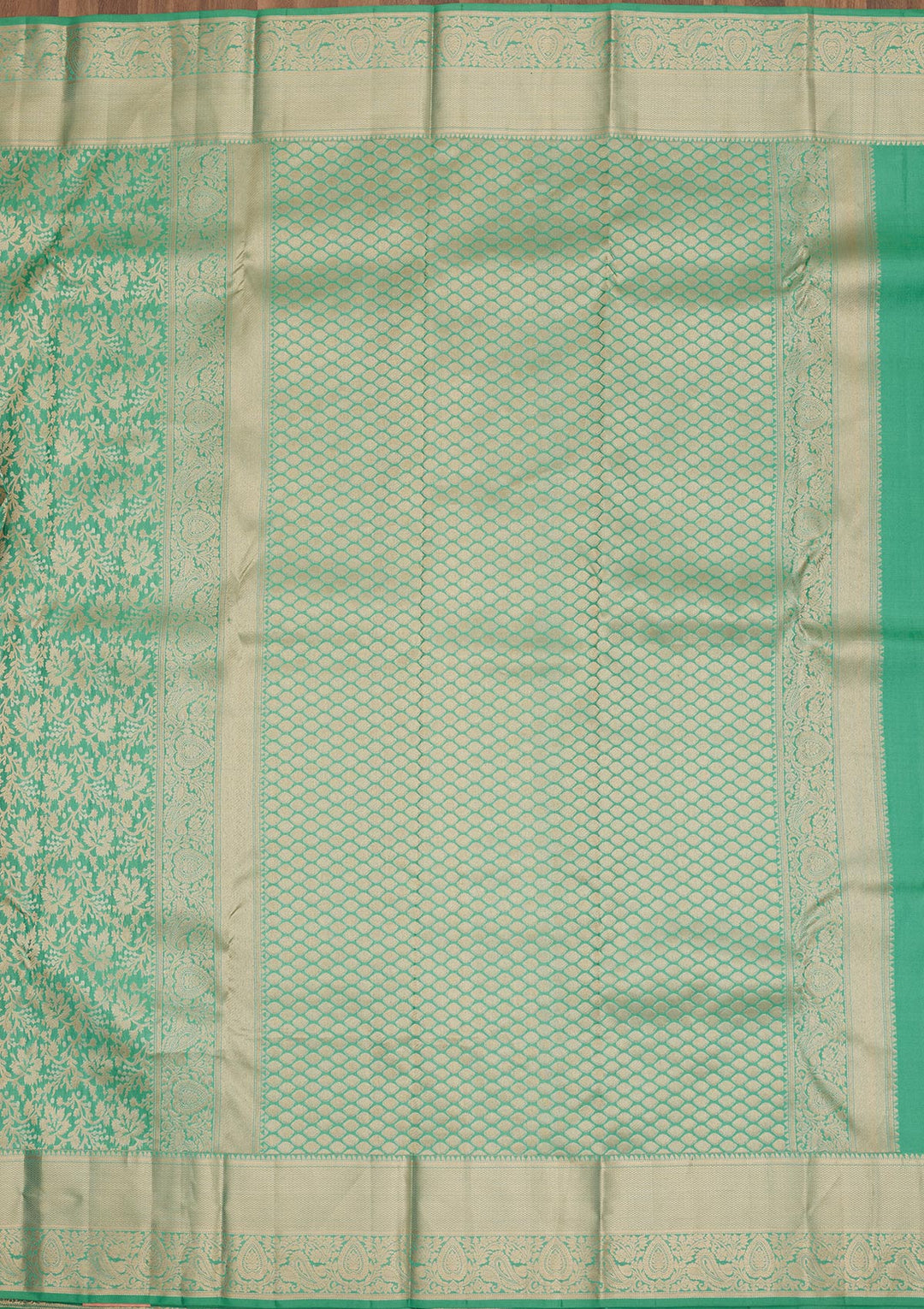 Sea Green Zariwork Pure Silk Saree