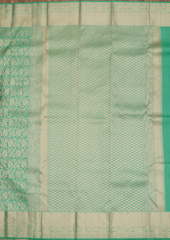 Sea Green Zariwork Pure Silk Saree