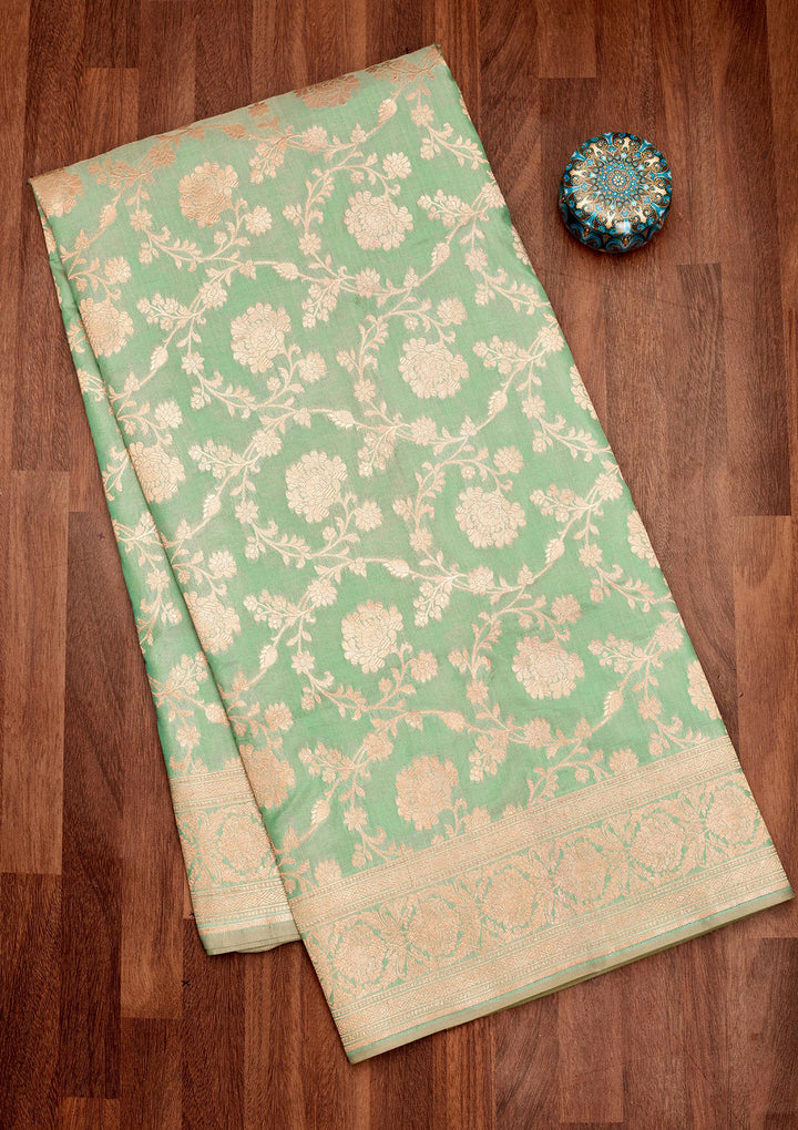 Sea Green Zariwork Pure Silk Saree