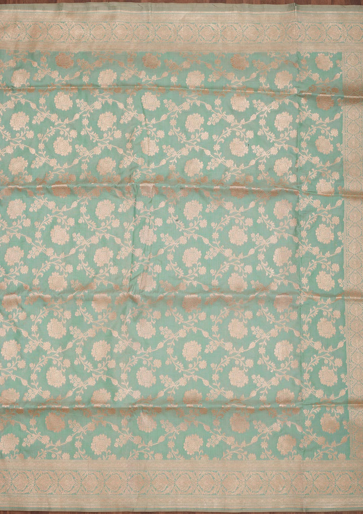 Sea Green Zariwork Pure Silk Saree