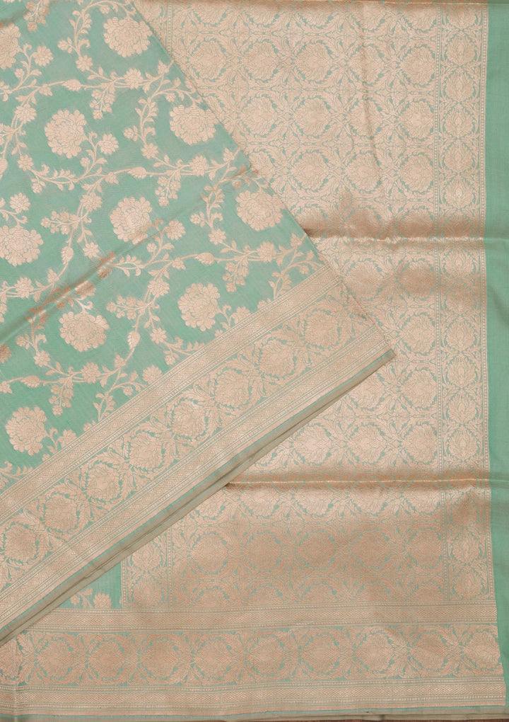 Sea Green Zariwork Pure Silk Saree