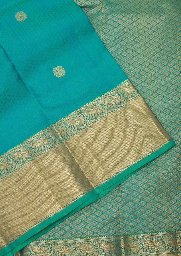 Sea Green Zariwork Pure Silk Saree