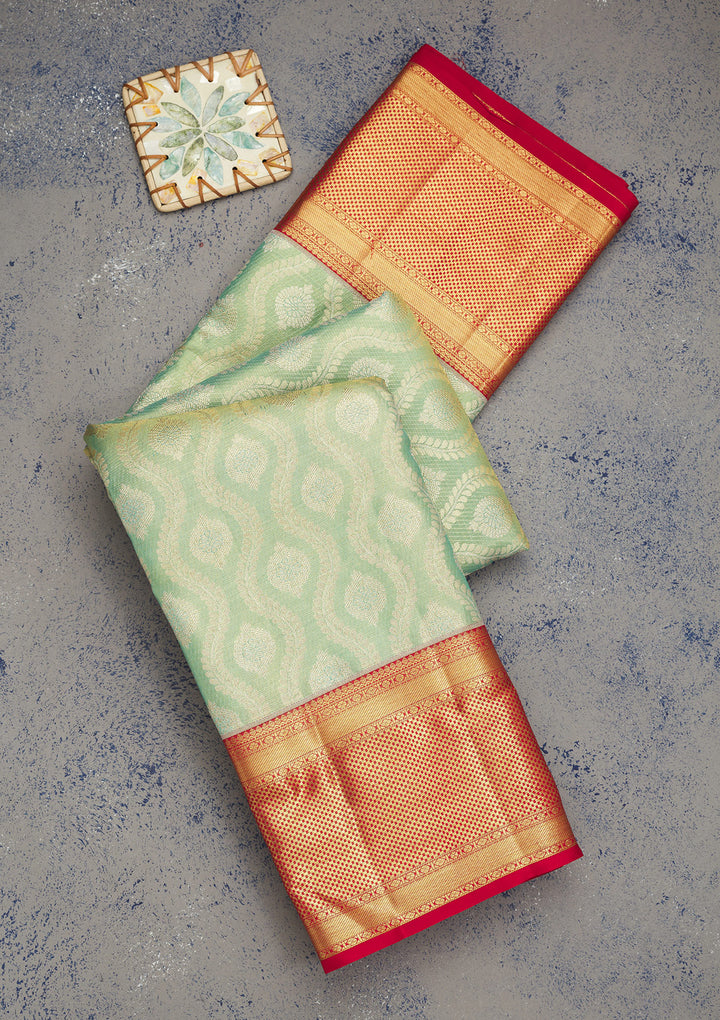 Sea Green Zariwork Pure Silk Saree