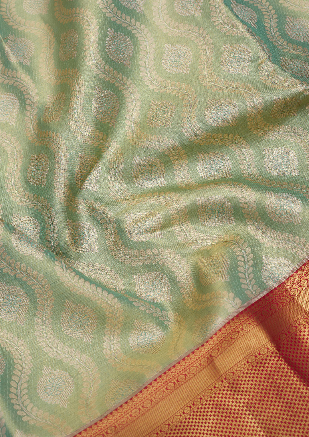 Sea Green Zariwork Pure Silk Saree