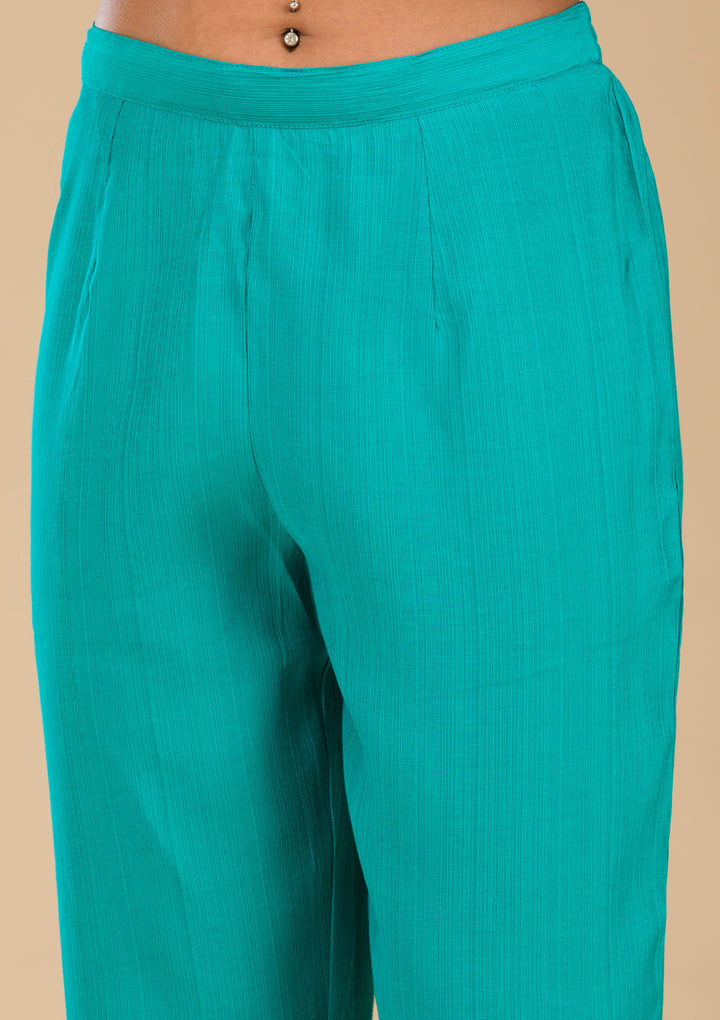 Sea Green Zariwork Silk Readymade Salwar Suit