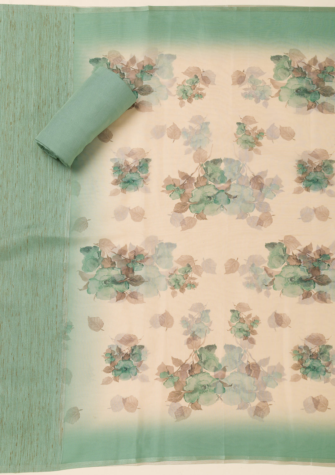 Sea Green Zariwork Soft Silk Unstitched Salwar Suit