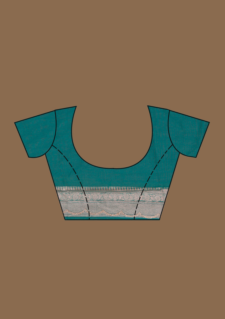 Sea Green Zariwork Tissue Saree-Koskii