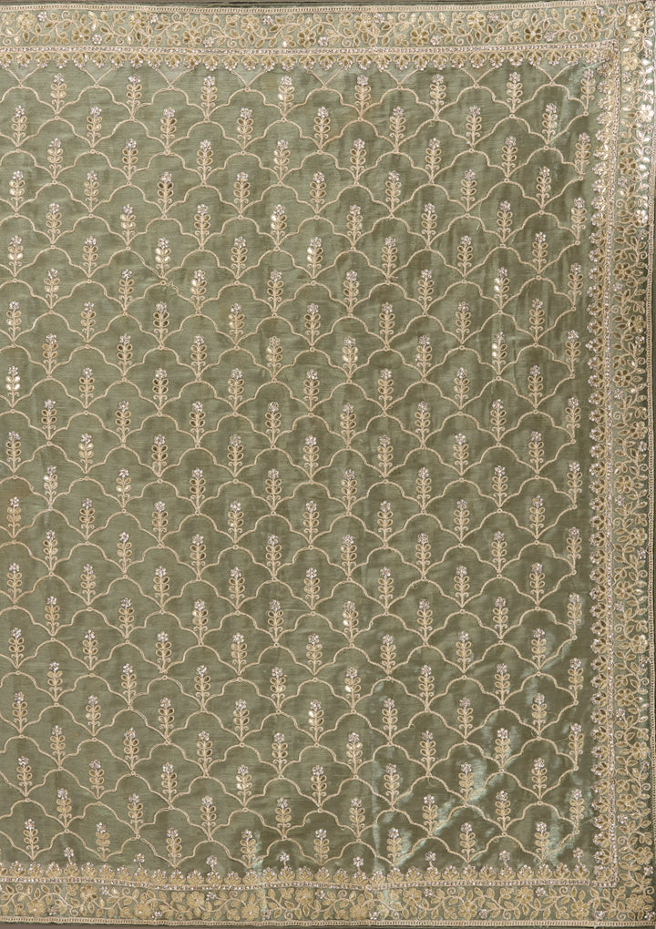 Sea Green Zariwork Tissue Saree