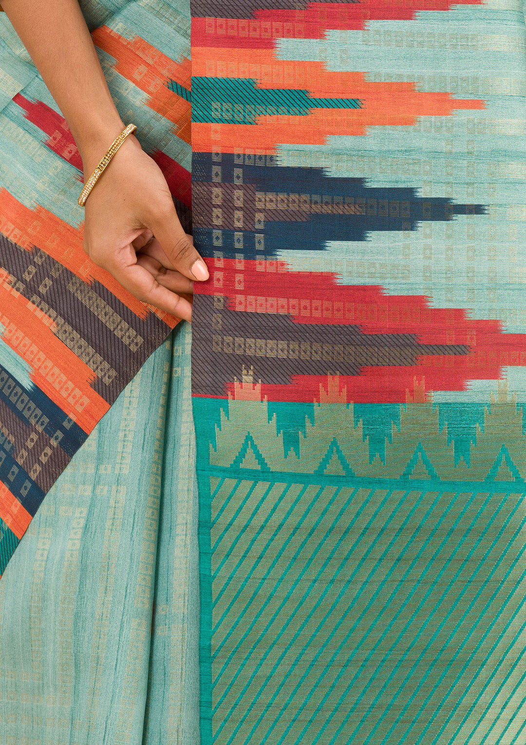 Sky Blue Printed Art Silk Saree