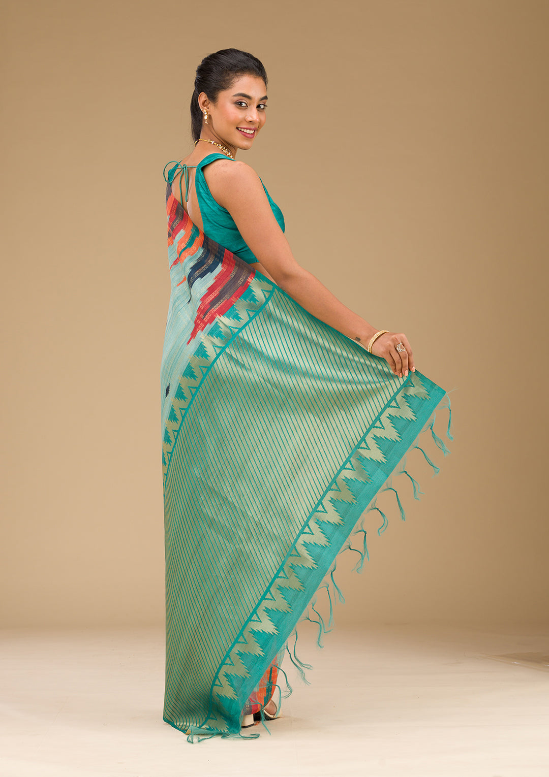 Sky Blue Printed Art Silk Saree