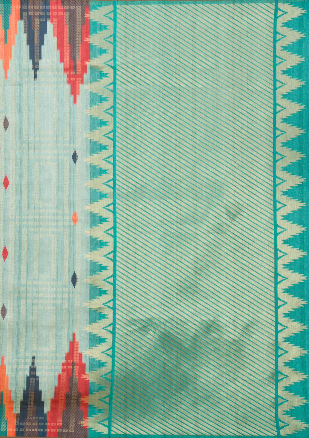 Sky Blue Printed Art Silk Saree