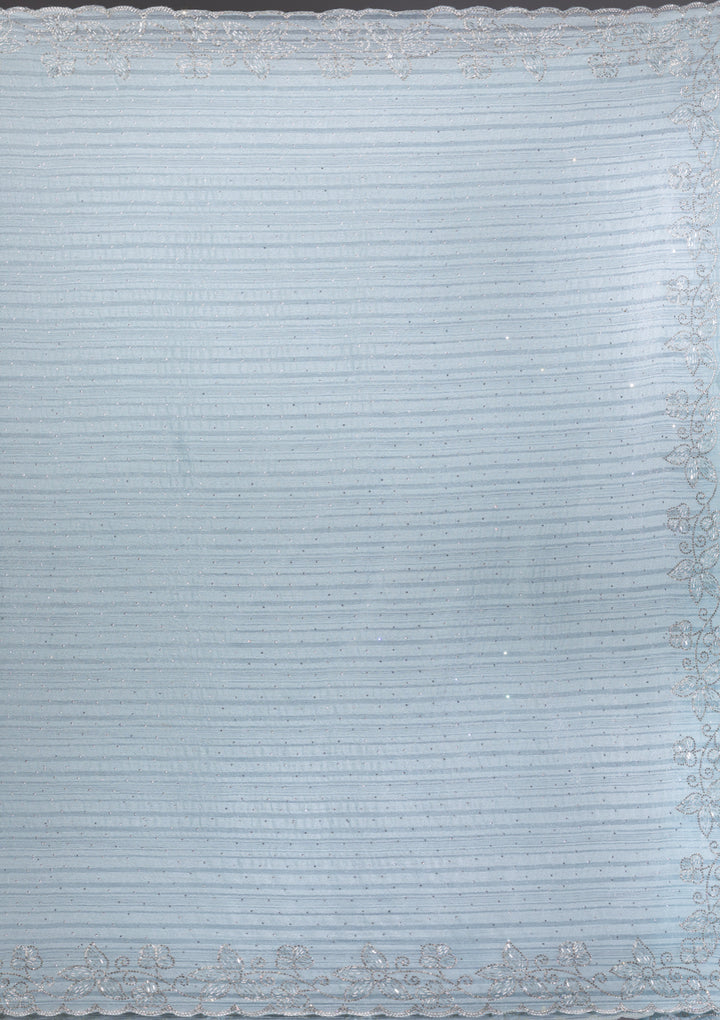 Sky Blue Stonework Chiffon Saree