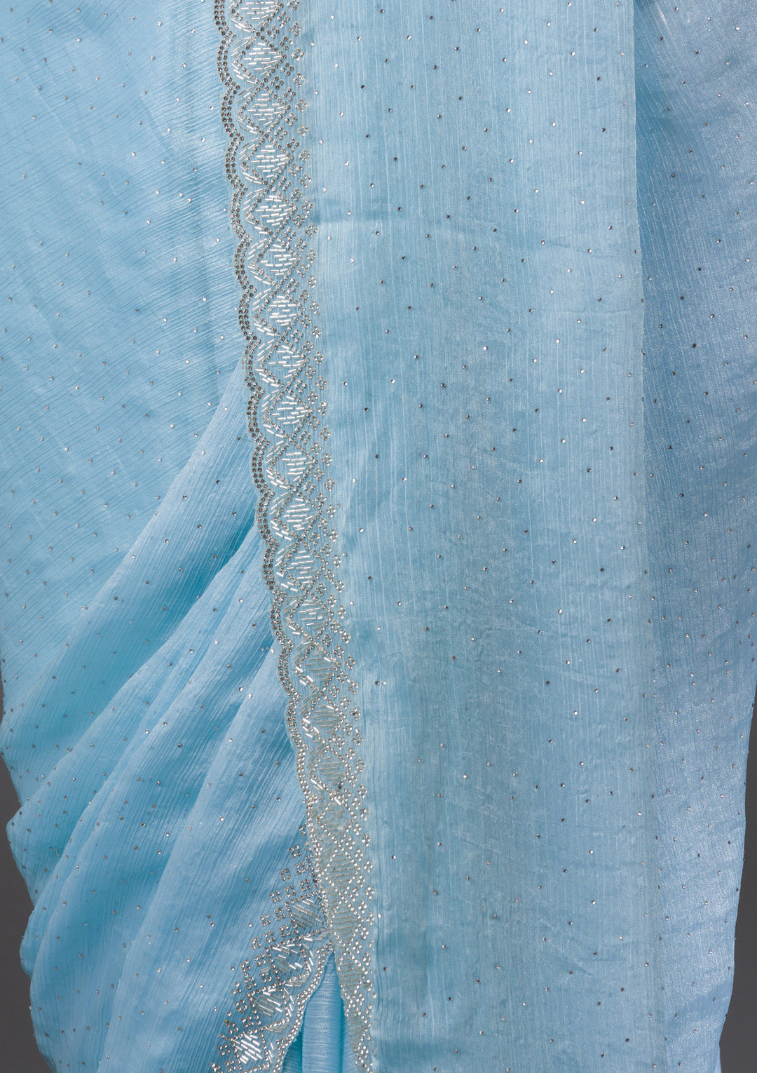 Sky Blue Stonework Chiffon Saree