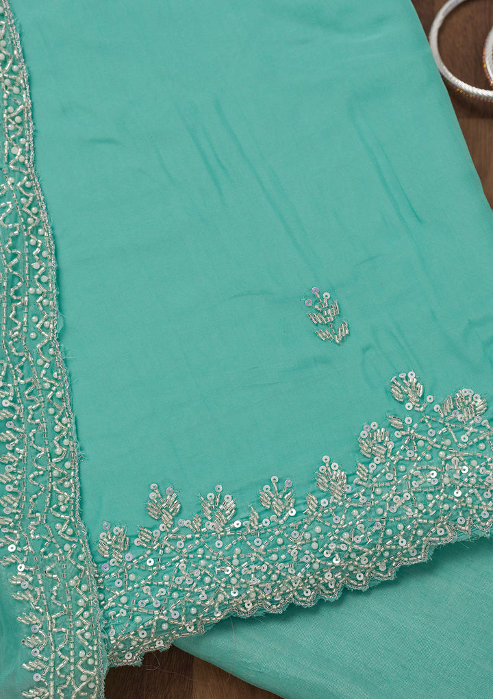 Sky Blue Stonework Tissue Unstitched Salwar Suit
