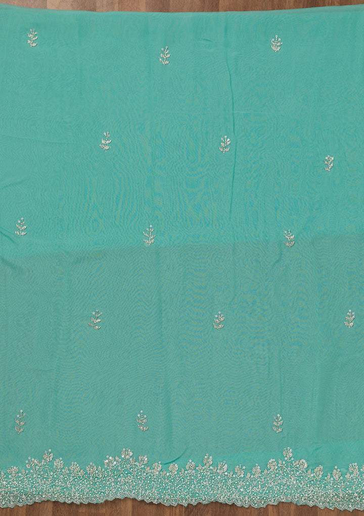 Sky Blue Stonework Tissue Unstitched Salwar Suit