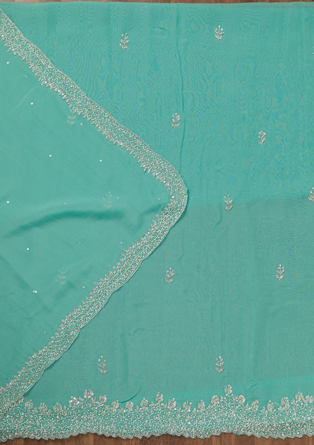 Sky Blue Stonework Tissue Unstitched Salwar Suit