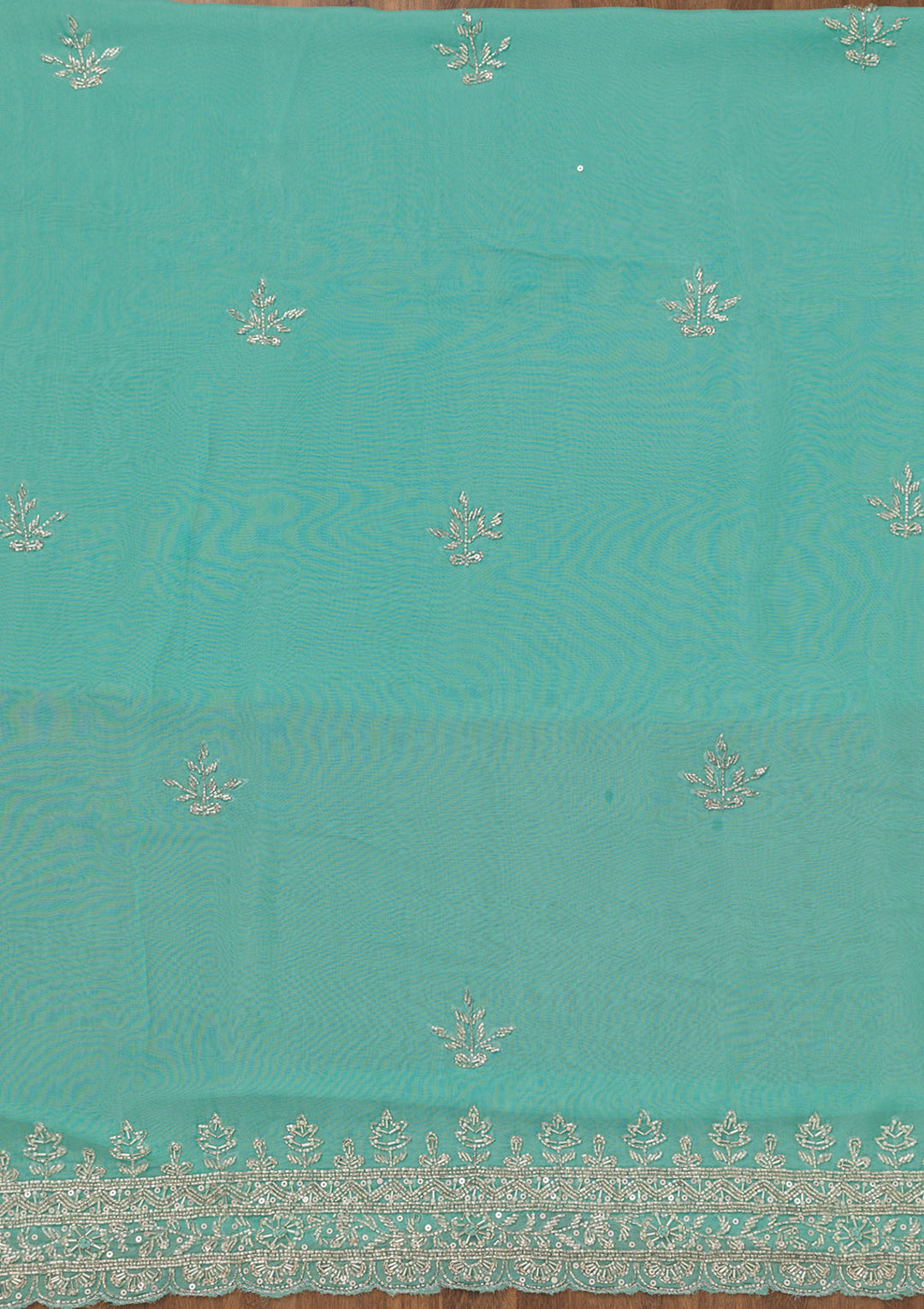 Sky Blue Stonework Tissue Unstitched Salwar Suit