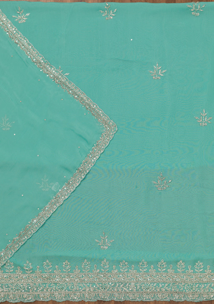 Sky Blue Stonework Tissue Unstitched Salwar Suit