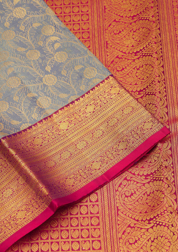 Sky Blue Zariwork Pure Silk Saree