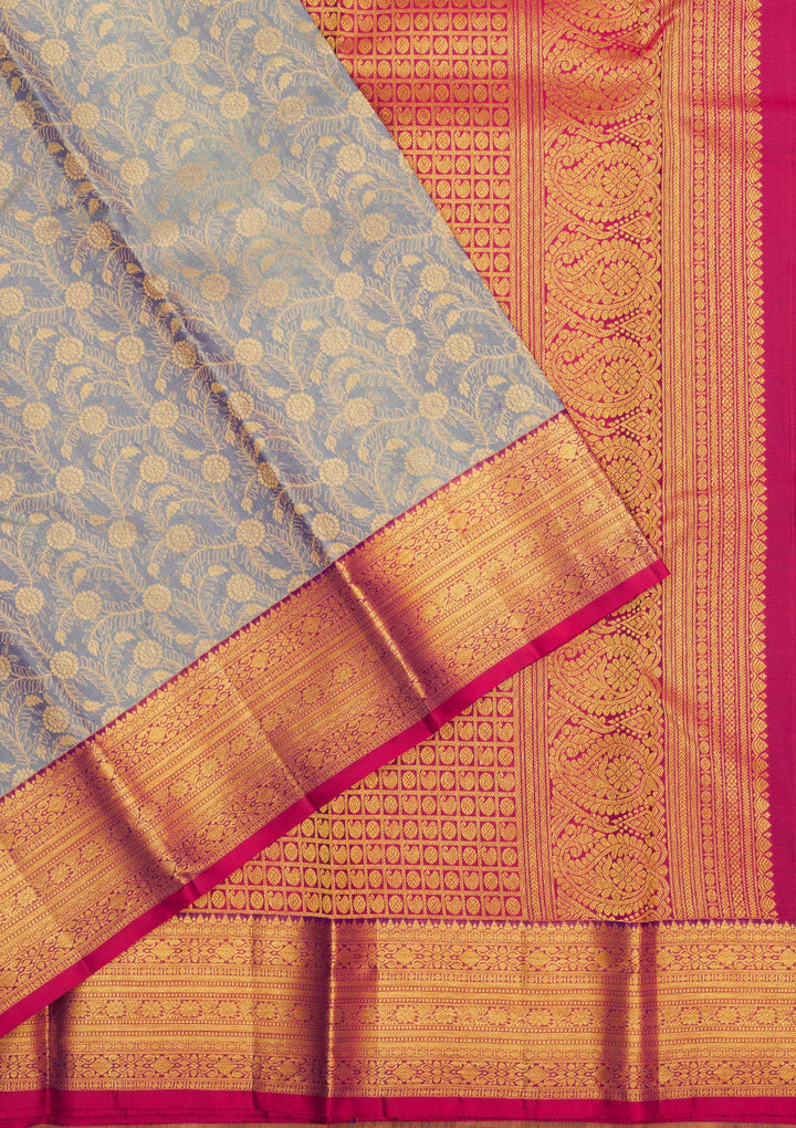 Sky Blue Zariwork Pure Silk Saree