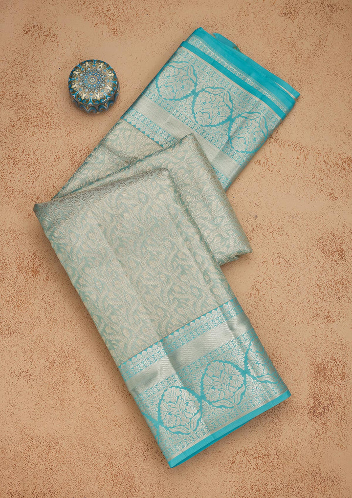Sky Blue Zariwork Pure Silk Saree